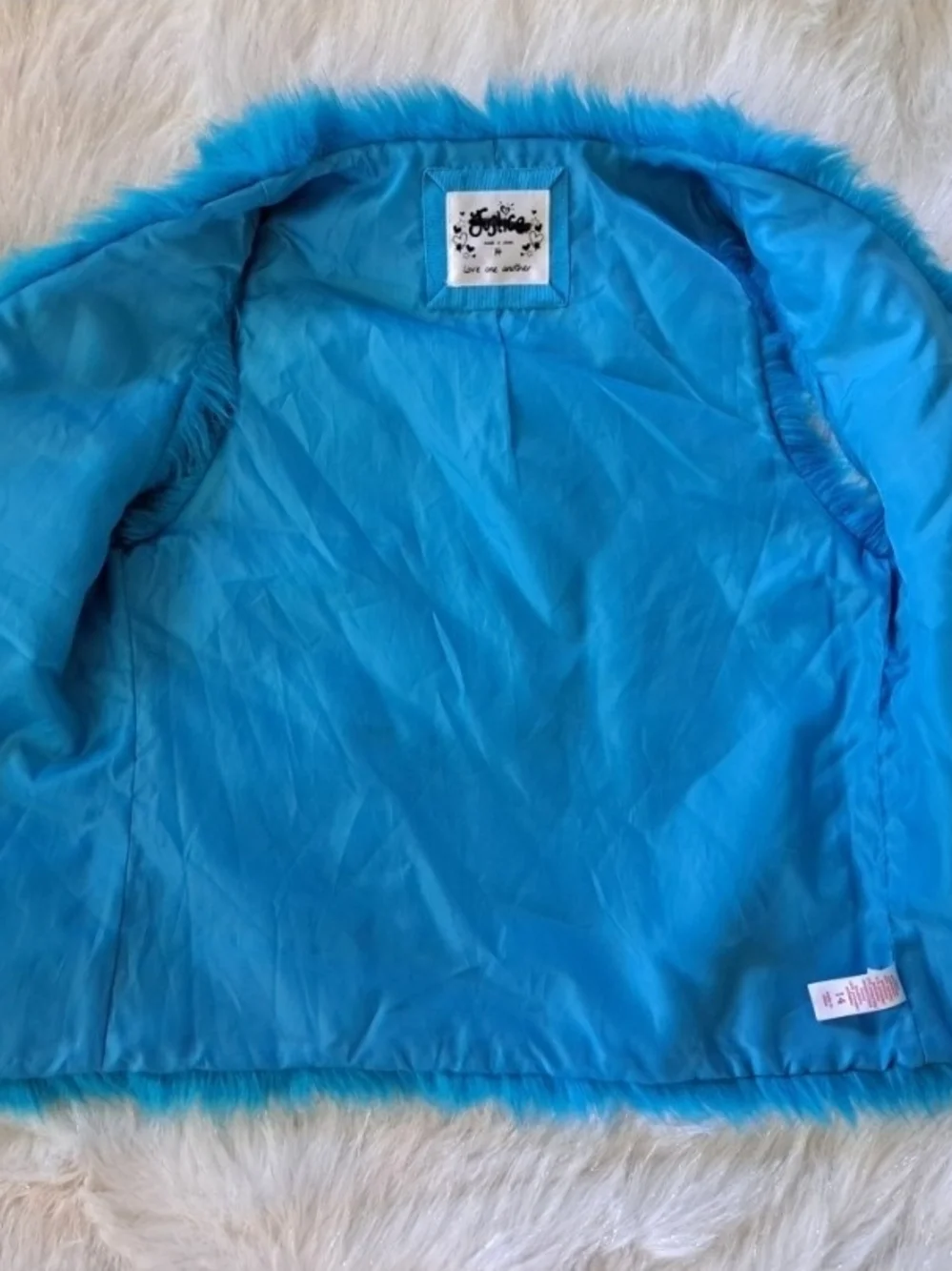 JUSTICE GIRLS BRIGHT BLUE FUR VEST SZ 14